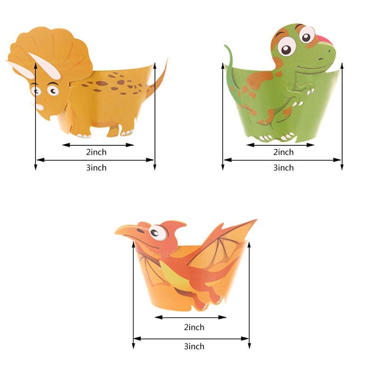 CCINEE Dinosaur Birthday Party Cupcake Wrappers 48 pcs Kids Birthday Party Supplies by CCINEE - Image 3